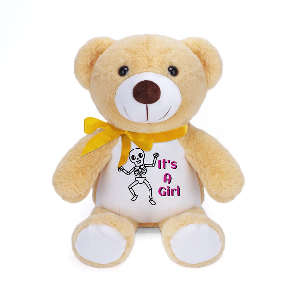 Skull Its A Girl Stuffed Bear Blue or Kahki