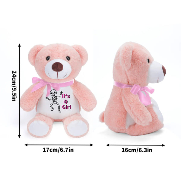 Skull Its A Girl Stuffed Bear Blue or Kahki
