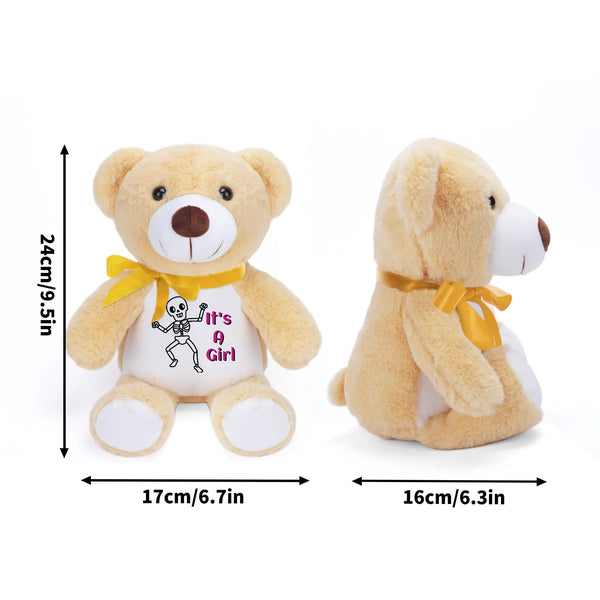 Skull Its A Girl Stuffed Bear Blue or Kahki