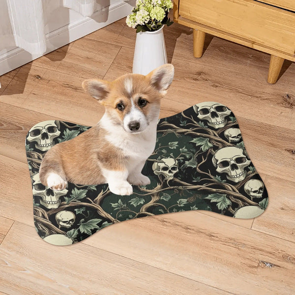 Skull In Vines Pet Mat For Food & Water
