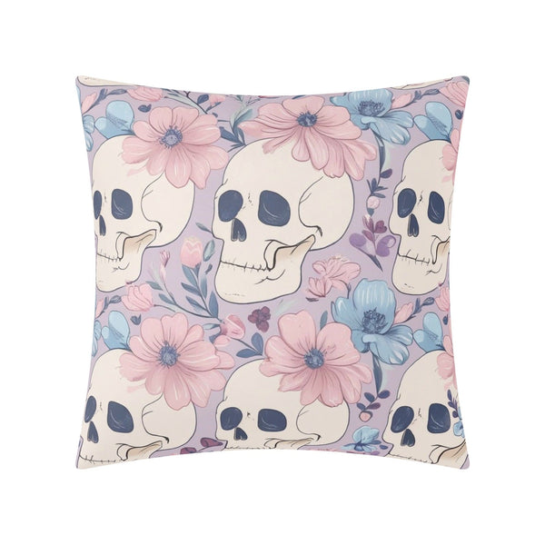 Pastel Skulls Floral Pillow Case Cushion Cover 5 Square Sizes