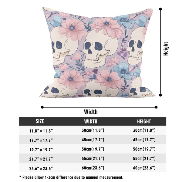Pastel Skulls Floral Pillow Case Cushion Cover 5 Square Sizes