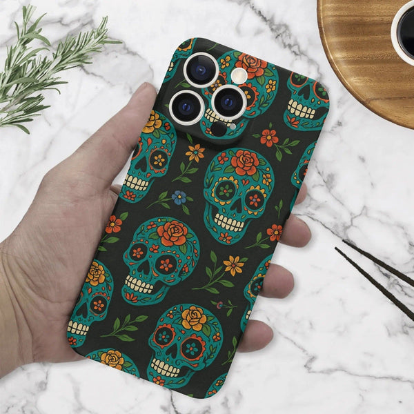Colorful Skulls iPhone 15 Pro Max Case, Gothic Punk Phone Cover