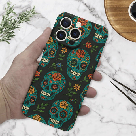 Colorful Skulls iPhone 15 Pro Max Case, Gothic Punk Phone Cover
