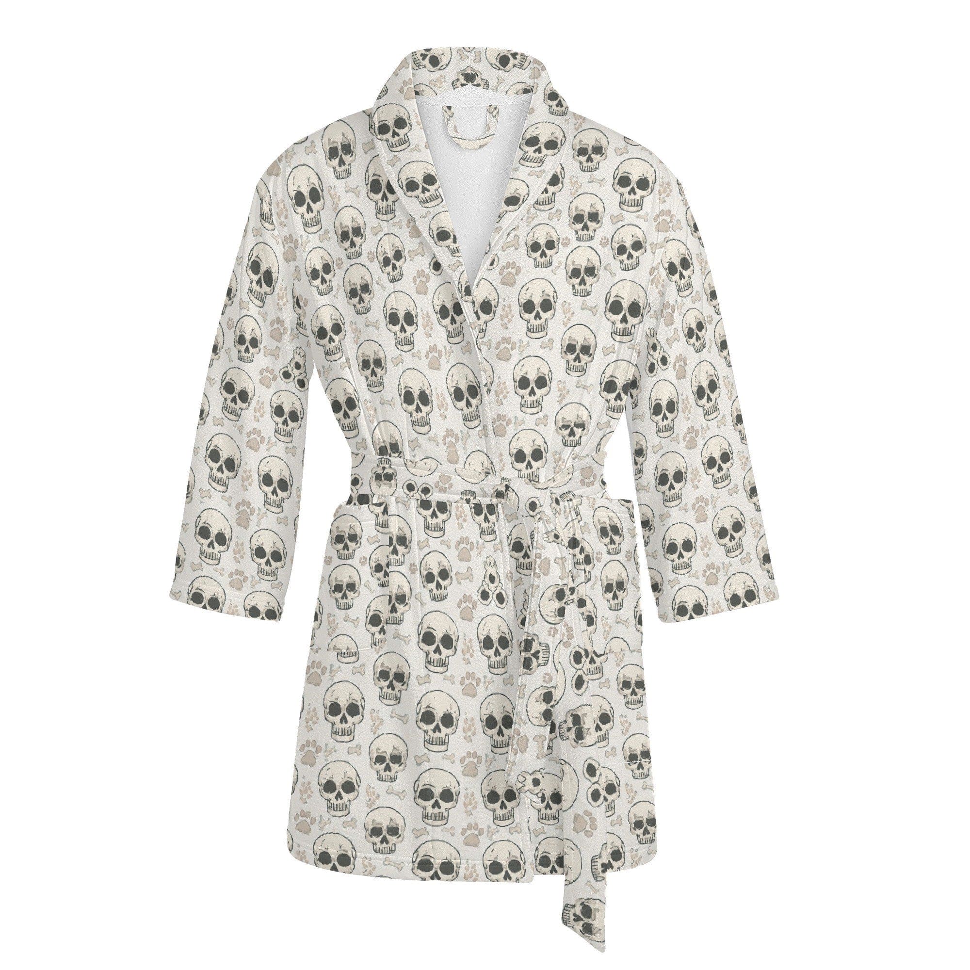 popcustoms Womens Gray Skulls Short Bathrobe