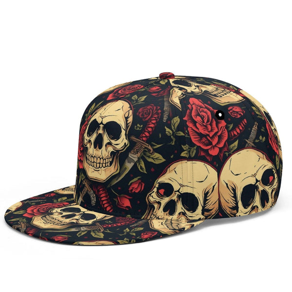 Skulls With Daggers & Roses Pattern Classic Snapback Hat