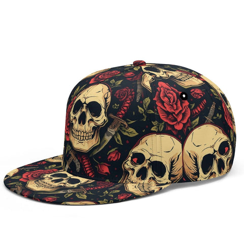 Skulls With Daggers & Roses Pattern Classic Snapback Hat
