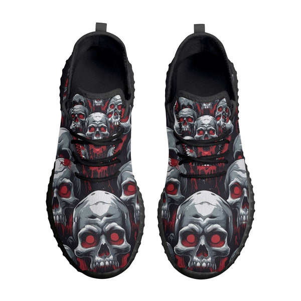 Mens Skulls With Red Eyes Mesh Knit Sneakers Breathable Shoes
