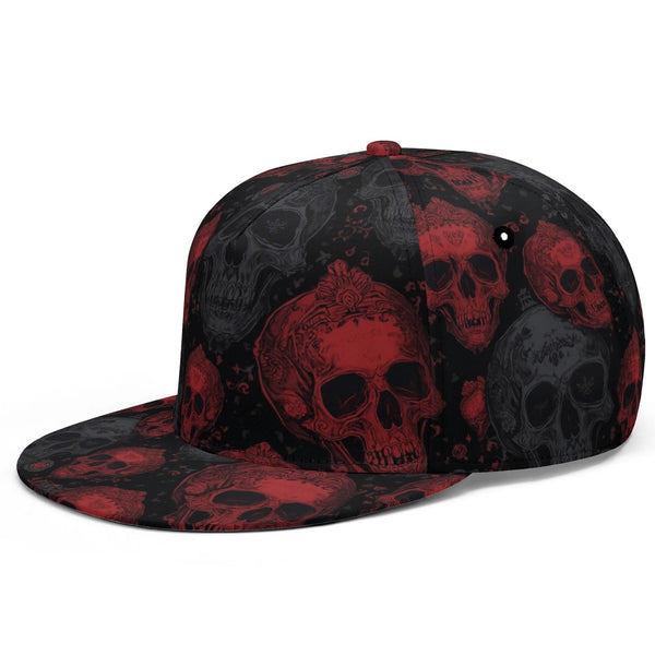 Red & Gray Skulls Classic Snapback Hat For Men And Women