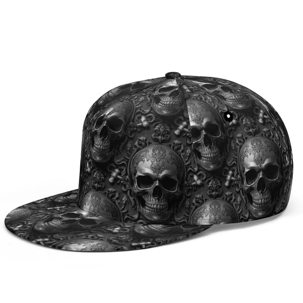 Skulls Pattern With Baroque Engravings Bone Carvings Classic Snapback Hat