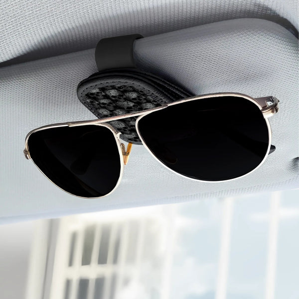 Skulls Mosaic Pattern Soft Leather Sunglasses Holder