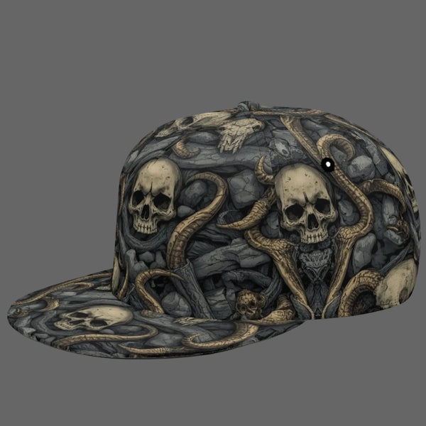 Skull Snakes Classic Snapback Hat – Adjustable Gothic Streetwear Cap for Men & Women