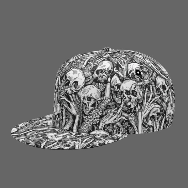 The Occult Ritual Skull & Skeletal Hands Baseball Hat