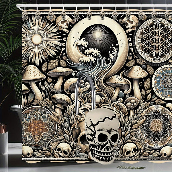 12-Piece Skull Shower Curtain Hooks Decorative Bathroom Decor