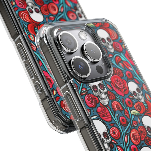 Stunning Red Flower Skulls Magnetic Cases - Protect Your Phone with Style!