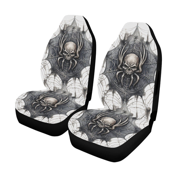 Spider Skull Web Car Seat Cover Airbag Compatible Set of 2