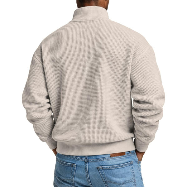 "Final Bloom" Men’s Skull & Roses Waffle Knit Half-Zip