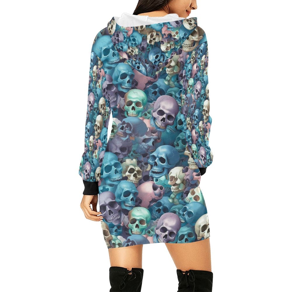 blue skull dress Blue Skull Print Hanayome Bowknot Pearl Chain Multi-Layer Ruffled Gothic Lolita JSK Tiered Dress