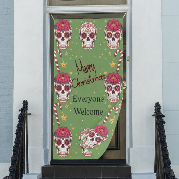 Skulls With Candy Canes - Merry Christmas - Door Banner