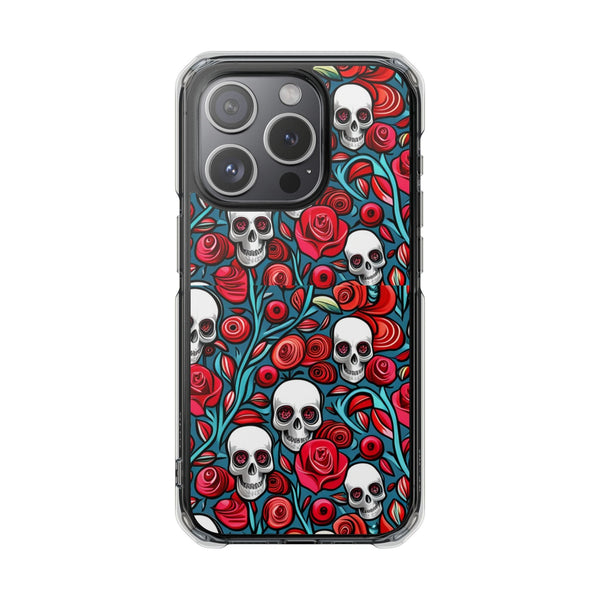 Stunning Red Flower Skulls Magnetic Cases - Protect Your Phone with Style!