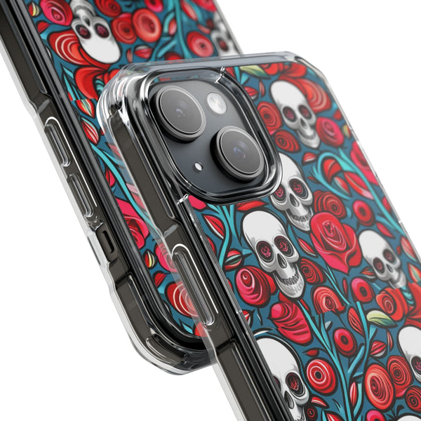 Stunning Red Flower Skulls Magnetic Cases - Protect Your Phone with Style!