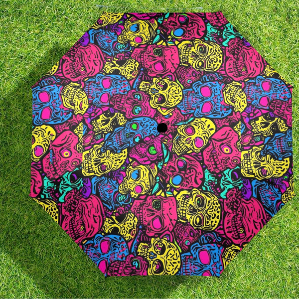 Skull Pattern Bright Bold Color Semi Automatic Umbrella