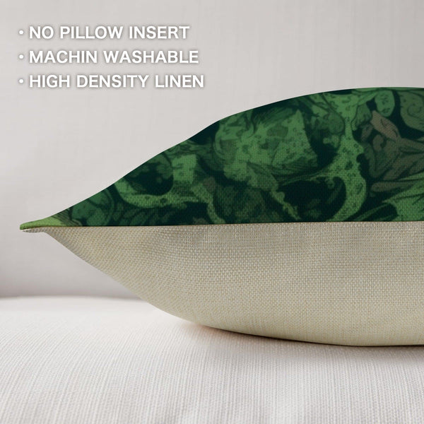 Green Skulls Linen Pillow Case 18"x18" 2-Pack