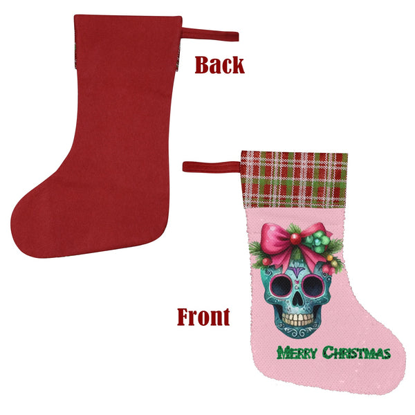 Girl Skull Sequin Christmas Stocking