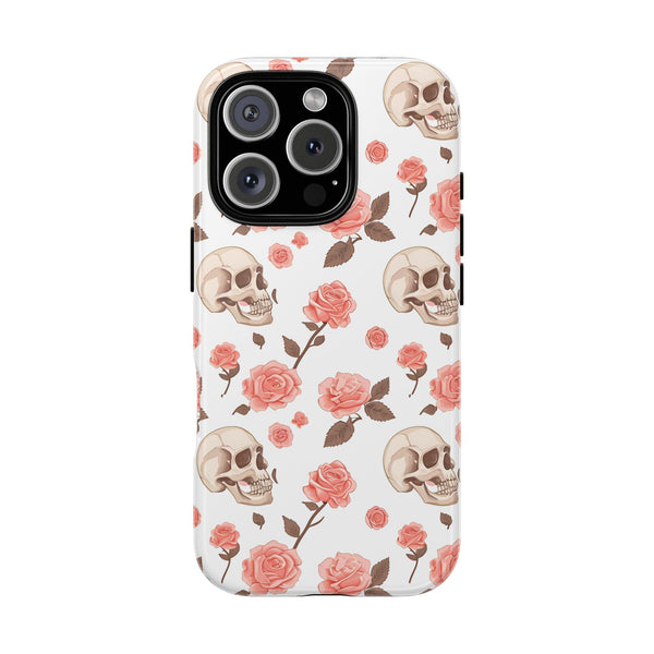 Skull Pink Roses iPhone Tough Cases