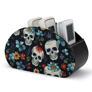 Skulls With Blue Flowers Remote Control Storage Box