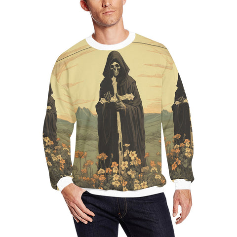Men's Vintage Gothic Skull & Cross Fuzzy Sweatshirt