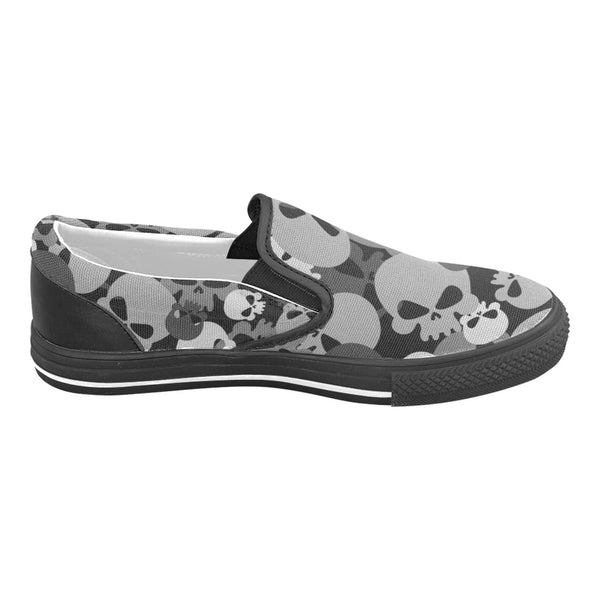 Men's Camo Gray Skulls Slip-on Canvas Shoes