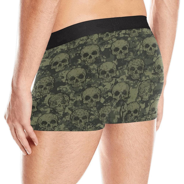 Skulls Army Green and Dark Olive Men's Boxer Shorts