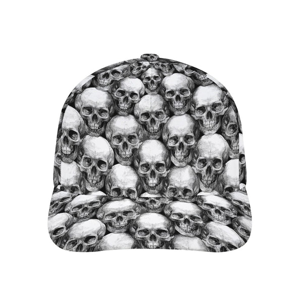 Black & White Skull Pattern Baseball Hat – Gothic Style - Everything Skull Clothing Merchandise and Accessories