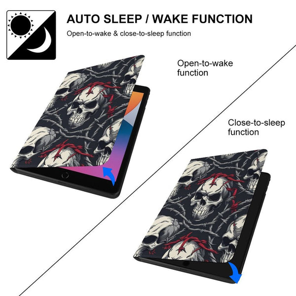 Skulls With Red Barb Wire Protective Case for iPad - Everything Skull Clothing Merchandise and Accessories