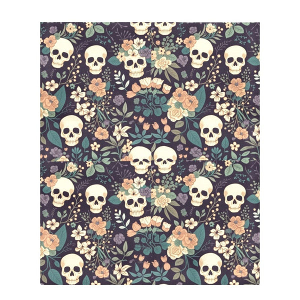 Skulls Blue Pink Floral 3-Piece Bedding Set – Gothic Bedroom Decor
