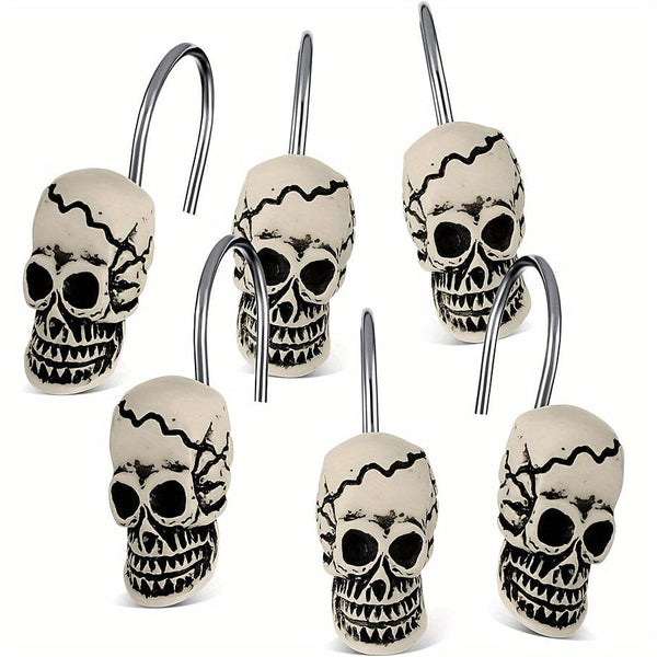 12-Piece Skull Shower Curtain Hooks Decorative Bathroom Decor