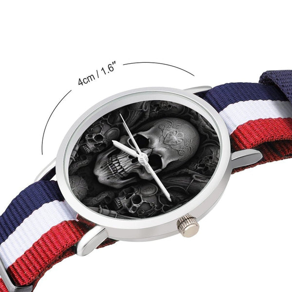 Skull Head Braided Adjustable Strap Adult Watch