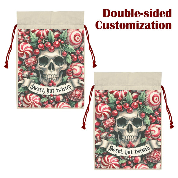 Skull Sweet-But-Twisted 20oz Christmas Gift Bag Pack of 3 Drawstring Bags