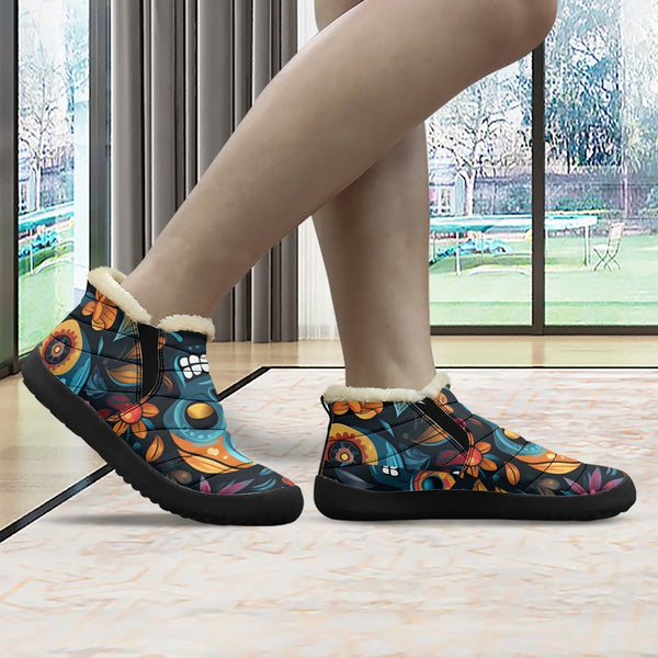 Skull Blue Colorful Casual Cotton-pad Fur Shoes