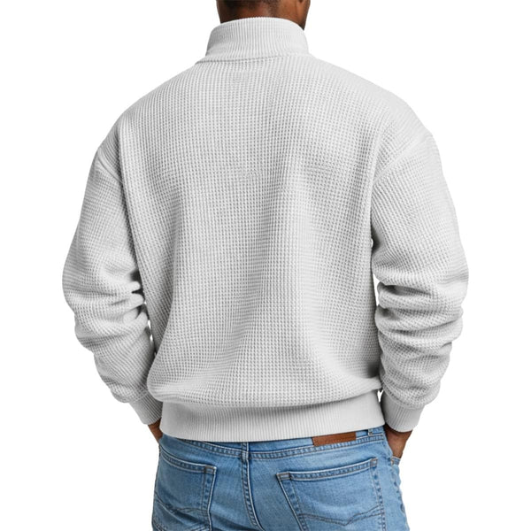 "Final Bloom" Men’s Skull & Roses Waffle Knit Half-Zip