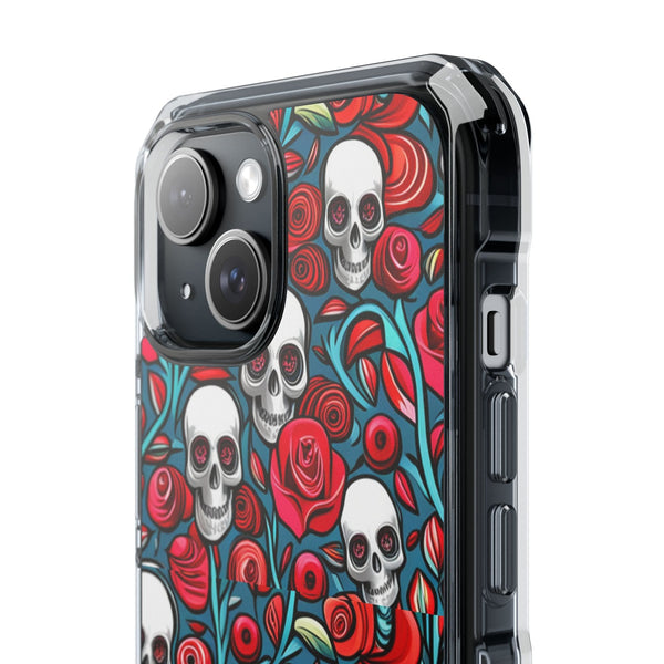 Stunning Red Flower Skulls Magnetic Cases - Protect Your Phone with Style!