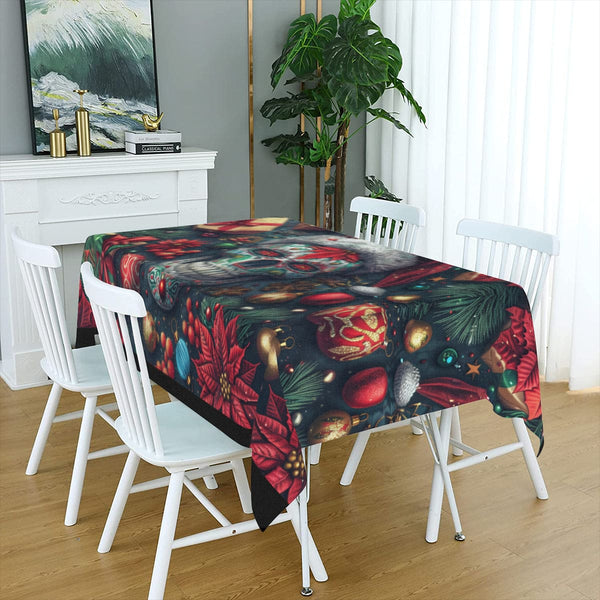 Skull Christmas Linen Square Tablecloth