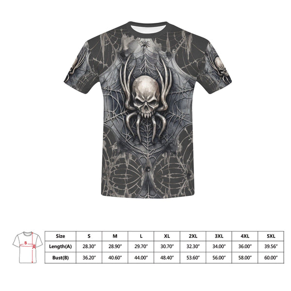 Men's Skull Spider Web Crew Neck T-Shirt