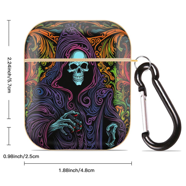 Vibrant Grim Reaper On A Black Pattern Background AirPod 2 Case