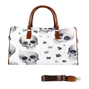 Greyscale Skulls Brown Handle &amp; Strap Travel Bag