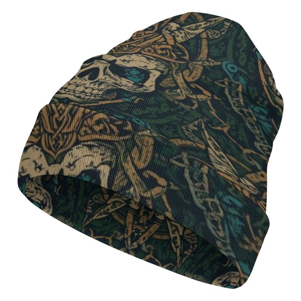 Skull Celtic Pattern Knitted Beanie For Men & Women