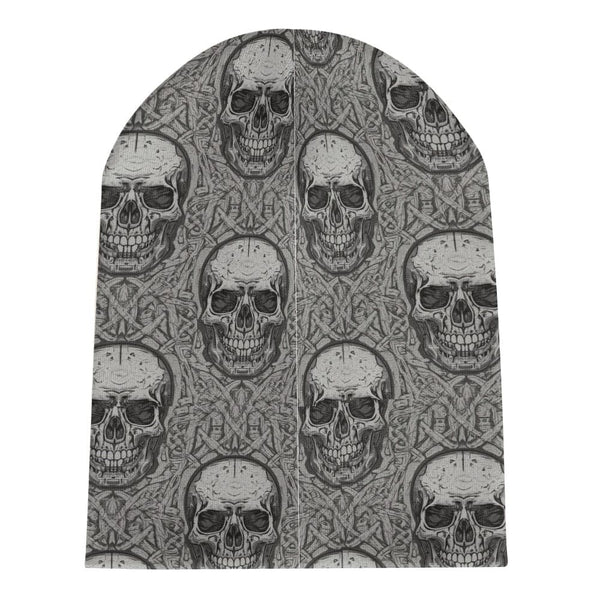 Gray Skulls Tribal Pattern Knitted Beanie