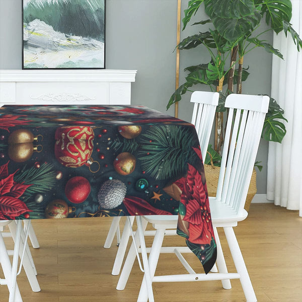 Skull Christmas Linen Square Tablecloth