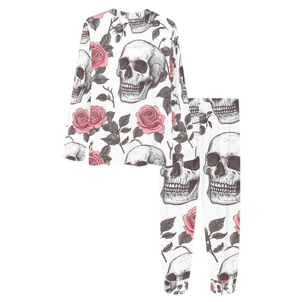 Women's skull Print With Pink Roses Pajama Set